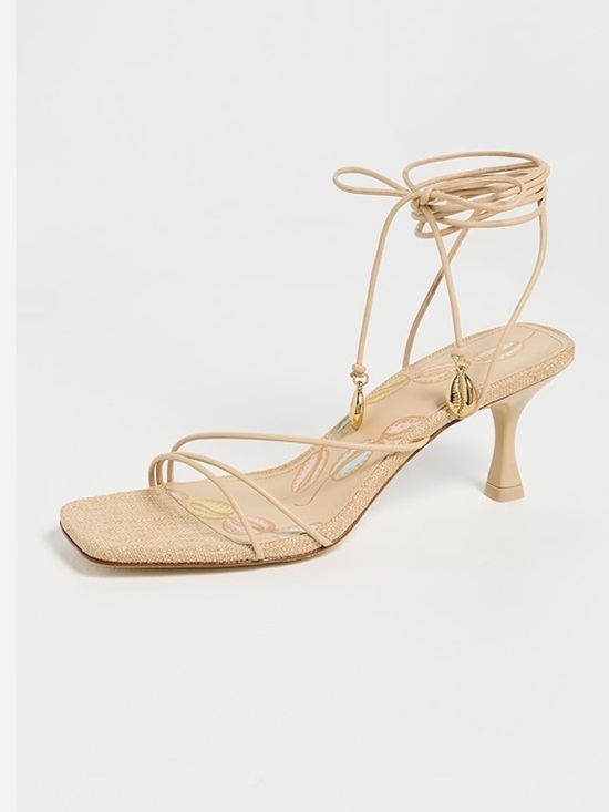 Larroude Shoes - Larroudé Nadia Sandals Beige Mini Heel Sandal